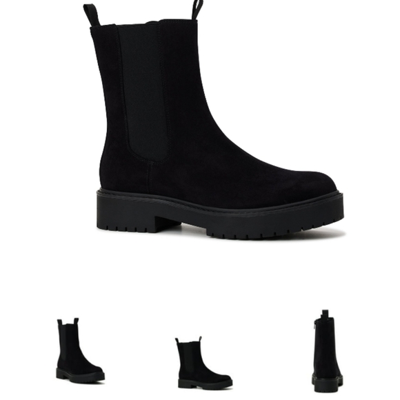 Time and Tru Women's Mid Shaft Chelsea Boots 9W Chucky Heels NWT Combat Side Zip - Picture 5 of 8